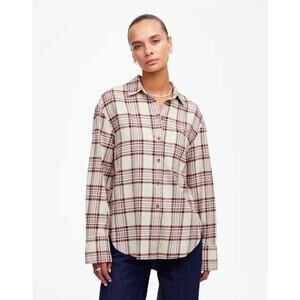 Madewell Womens Relaxed Straight Hem Button Up Plaid Shirt L Organic Western NWT
